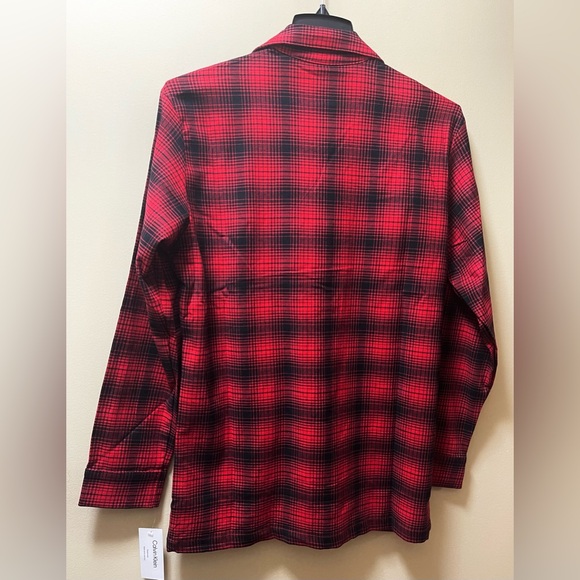 CALVIN KLEIN SLEEPWEAR  MEN’S COTTON JACKET SHADOW PLAID_EXACT RED LONG SLEEVE M - Picture 5 of 11